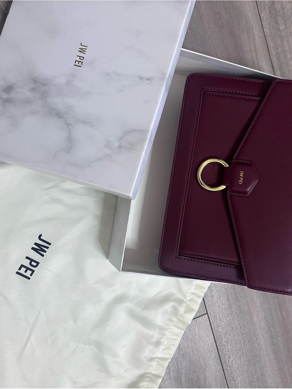 JW PEI Plum Crossbody Bag with Gold Chain Hardware